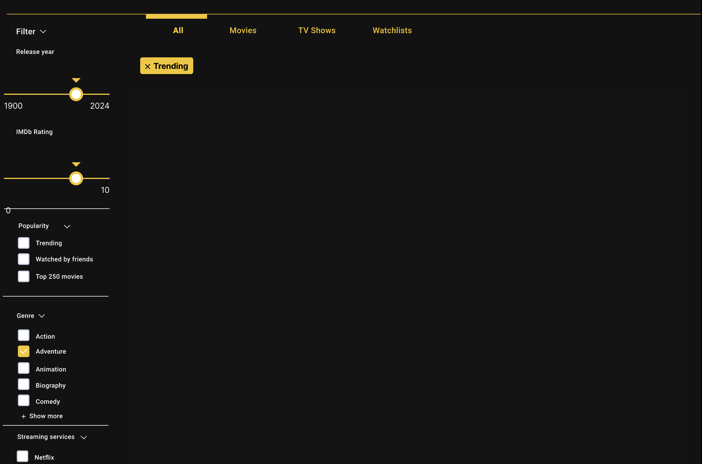 Trend Filtering Options